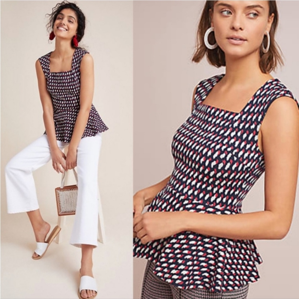 Anthropologie  Eri + Ali Effie peplum top women's size XS. 91% cotton. R…